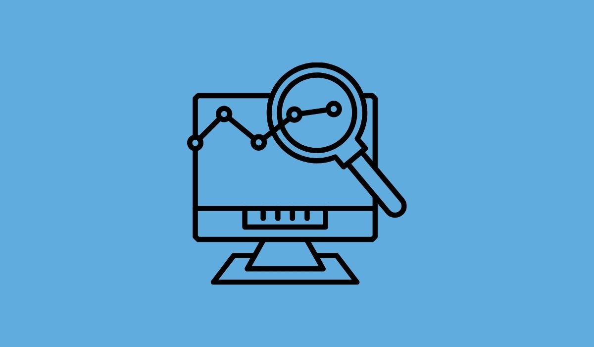 Dibujo a trazo seco de un ordenador y una lupa