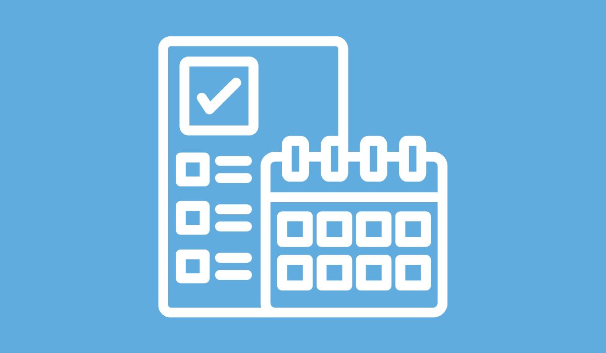 Dibujo lineal de un calendario y una lista de tareas