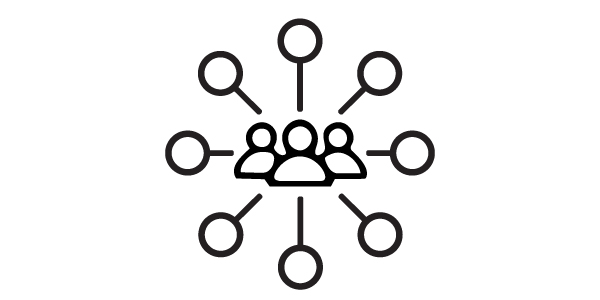 Icono de personas y círculos.