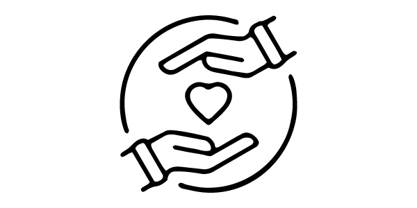 Icono de dos manos y un corazón.