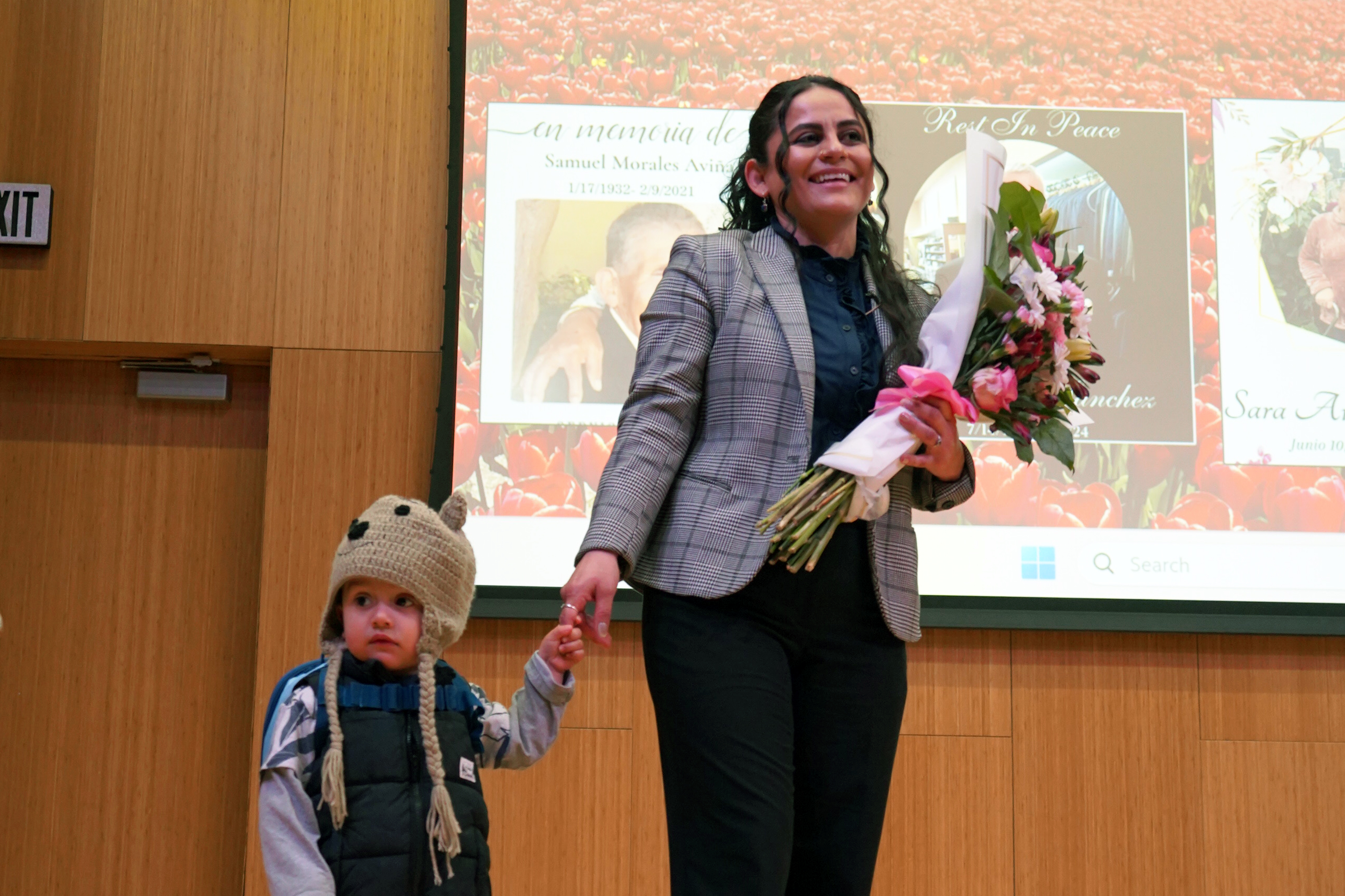 María Morales Sánchez con su sobrino en WVC Speaks