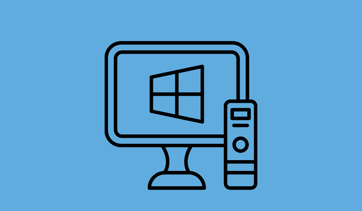 icono que muestra un dibujo lineal de un ordenador con el logotipo de Windows