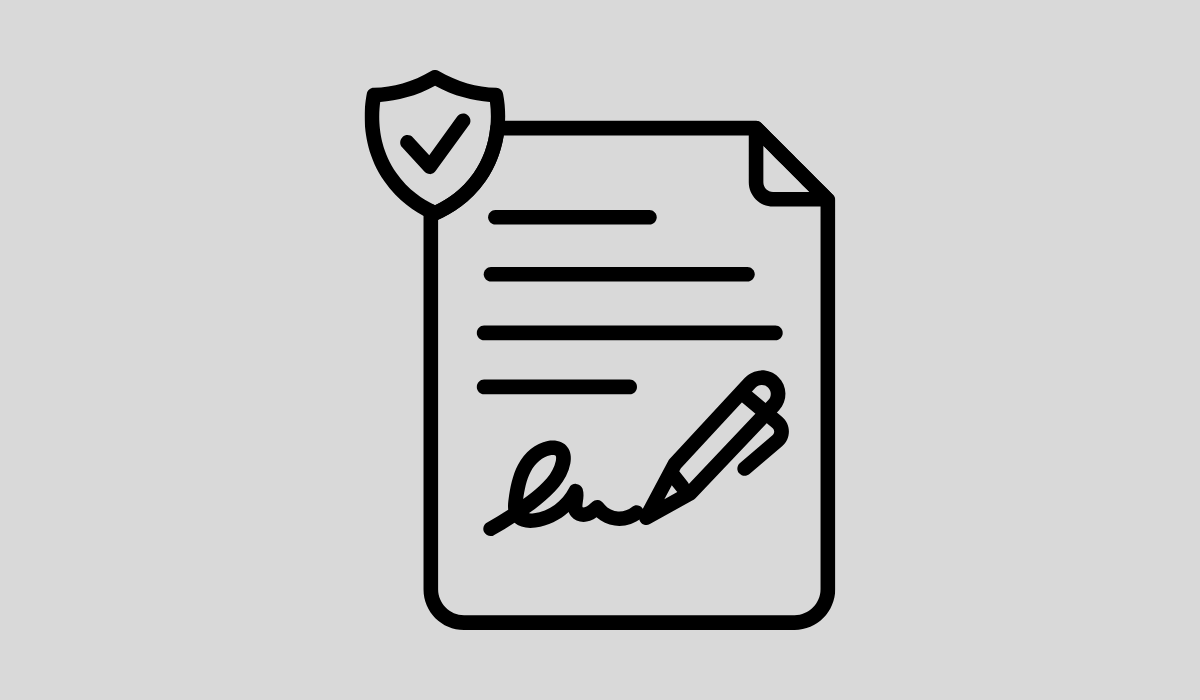 Un recuadro gris con el icono de un contrato y un lápiz.