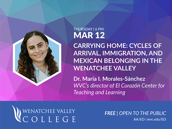 Imagen de la serie de conferencias «WVC Speaks» con un fondo multicolor y texto en blanco.