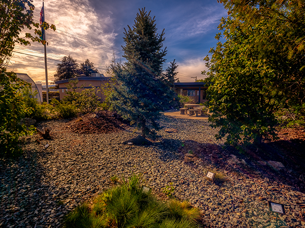 El jardín campus de Omak del WVC.